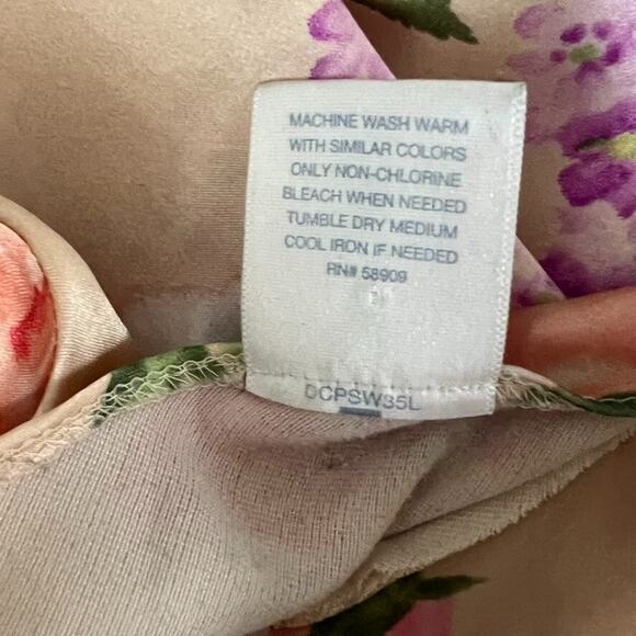 Cabernet Nightgown Women's Petite Small Satin Sleeveless Long Pink Floral Print - Picture 5 of 7